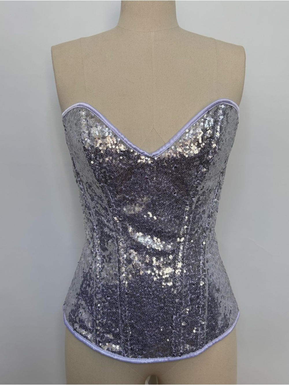 Daisy Corsets White Sequin-Trim Strapless Corset Top